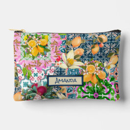 Chique blauw roze siciliaanse citrus bloemige tege etui