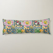 Chique blauw roze siciliaanse citrus bloemige tege lichaamskussen (Achterkant)