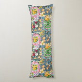 Chique blauw roze siciliaanse citrus bloemige tege lichaamskussen (Achterkant (Verticaal))