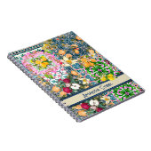 Chique blauw roze siciliaanse citrus bloemige tege notitieboek (Rechterzijde)