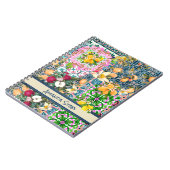 Chique blauw roze siciliaanse citrus bloemige tege notitieboek (Linkerzijde)