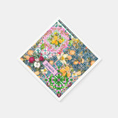 Chique blauw roze siciliaanse citrus bloemige tege servet (Hoek)