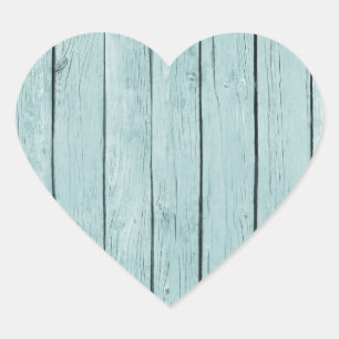 Chique blauw rustiek hout hart sticker