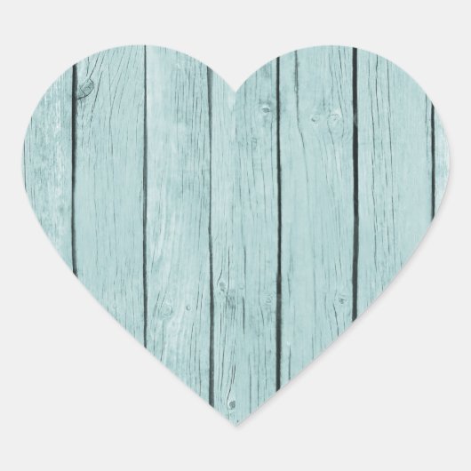 Chique blauw rustiek hout hart sticker (Voorkant)