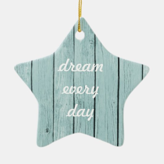 Chique blauw rustiek hout keramisch ornament (Voorkant)