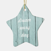 Chique blauw rustiek hout keramisch ornament (Links)