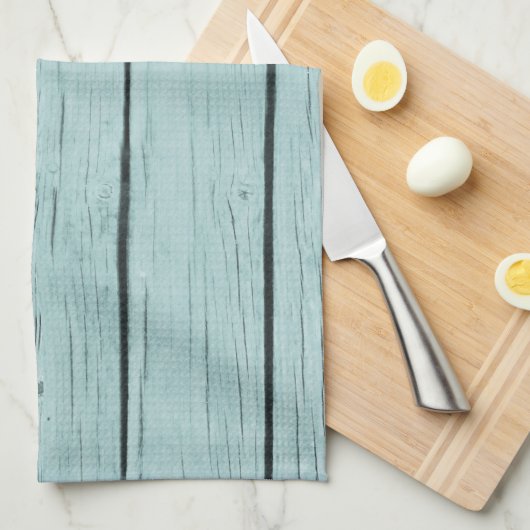 Chique blauw rustiek hout theedoek (Quarter Fold)