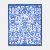 Chique Blauw toile de jouy monogram Fleece Deken (Voorkant)