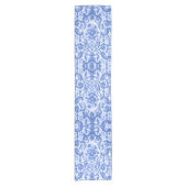 Chique  Blauw toile de jouy monogram Korte Tafelloper (Voorkant)