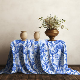 Chique  Blauw toile de jouy monogram Tafelkleed