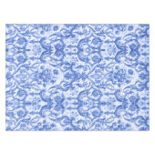 Chique  Blauw toile de jouy monogram Tafelkleed (Voorkant (Horizontaal))