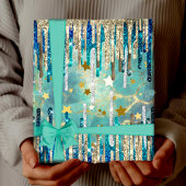 Chique blauw, turquoise en goud cadeaupapier