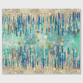 Chique blauw, turquoise en goud cadeaupapier (Vlak)