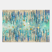 Chique blauw, turquoise en goud inpakpapier vel (Voorkant 2)