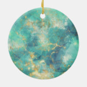 Chique blauw turquoise gouden glitter druppels afs keramisch ornament (Achterkant)