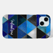 Chique blauw turquoise grijs geometrisch Case-Mate iPhone case (Achterkant (horizontaal))
