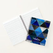 Chique blauw turquoise grijs geometrisch notitieboek (Binnen)