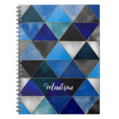 Chique blauw turquoise grijs geometrisch schetsboe notitieboek (Voorkant)
