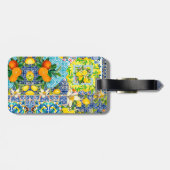 Chique blauw turquoise siciliaanse citrus bloemige bagagelabel (Achterkant horizontaal)