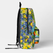 Chique blauw turquoise siciliaanse citrus bloemige bedrukte rugzak (Links)