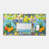 Chique blauw turquoise siciliaanse citrus bloemige bureaumat (Keyboard & Muis)