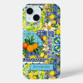 Chique blauw turquoise siciliaanse citrus bloemige Case-Mate iPhone case (Achterkant)