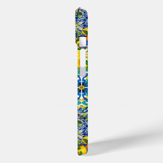 Chique blauw turquoise siciliaanse citrus bloemige Case-Mate iPhone case (Achterkant / Links)