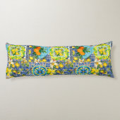 Chique blauw turquoise siciliaanse citrus bloemige lichaamskussen (Achterkant)