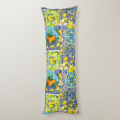 Chique blauw turquoise siciliaanse citrus bloemige lichaamskussen (Achterkant (Verticaal))