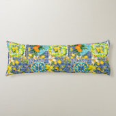 Chique blauw turquoise siciliaanse citrus bloemige lichaamskussen (Voorkant)