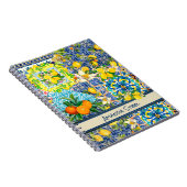 Chique blauw turquoise siciliaanse citrus bloemige notitieboek (Rechterzijde)