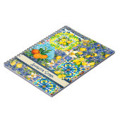 Chique blauw turquoise siciliaanse citrus bloemige notitieboek (Linkerzijde)