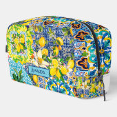 Chique blauw turquoise siciliaanse citrus bloemige toilettasje (Rechterhoek)