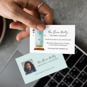 Chique blauw Waterverf voordeur onroerend goed fot Visitekaartje