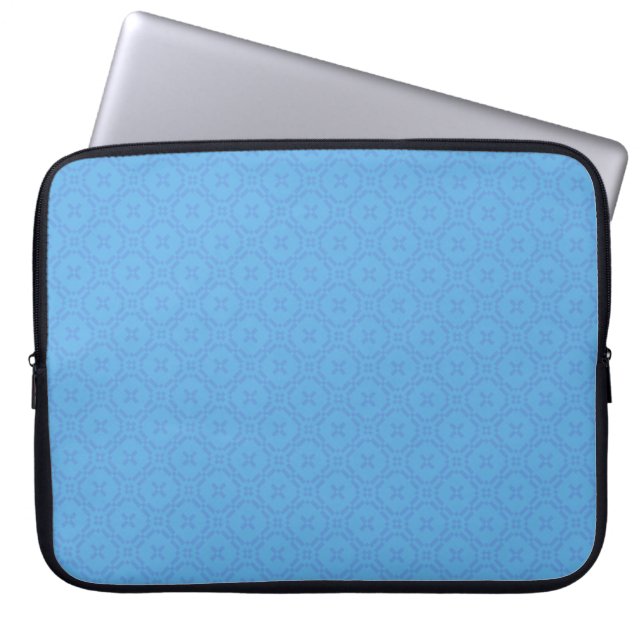 Chique blauw Welsh tapijt patroon Laptop Sleeve (Voorkant)