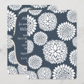 Chique Blauw Wit Bloemen Baby shower Kaart (Voorkant / Achterkant)