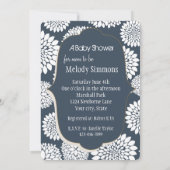 Chique Blauw Wit Bloemen Baby shower Kaart (Achterkant)