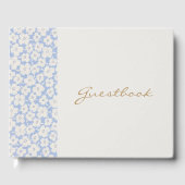 Chique Blauw & Wit Bloemen Daisy Bruiloft Gastenbo Gastenboek (Voorkant)
