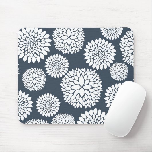 Chique blauw wit bloemen muismat (Met muis)