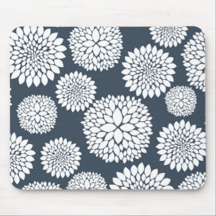 Chique blauw wit bloemen muismat