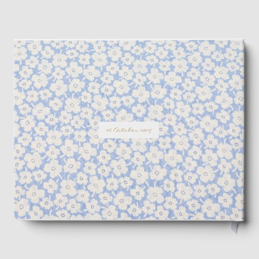 Chique Blauw & Wit Bloemen Paar Bruiloft Gastenboek (Achterkant)