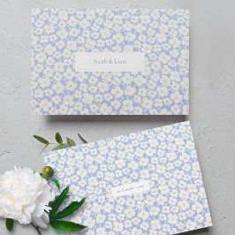 Chique Blauw & Wit Bloemen Paar Bruiloft Gastenboek