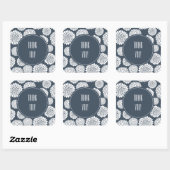 Chique blauw wit bloemen vierkante sticker (Vel)