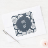Chique blauw wit bloemen vierkante sticker (Envelop)