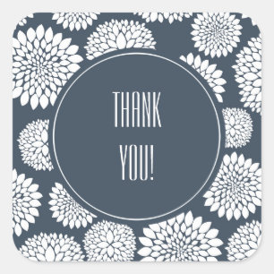 Chique blauw wit bloemen vierkante sticker