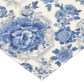 Chique Blauw wit bloemenchinoiserie toile monogram Korte Tafelloper (Hoek)