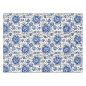 Chique Blauw wit bloemenchinoiserie toile monogram Tafelkleed (Voorkant (Horizontaal))
