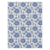 Chique Blauw wit bloemenchinoiserie toile monogram Tafelkleed (Voorkant)