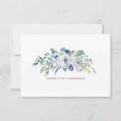 Chique blauw wit bloementuin bruiloft RSVP kaartje (Achterkant)