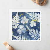 Chique Blauw Wit Botanische Gepersonaliseerde Nota Notitiekaartje (Voorkant / Achterkant in situ)